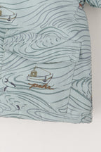 Sherpa Lined Storm Jacket - High Seas - Blue - Up Close Pocket and Logo