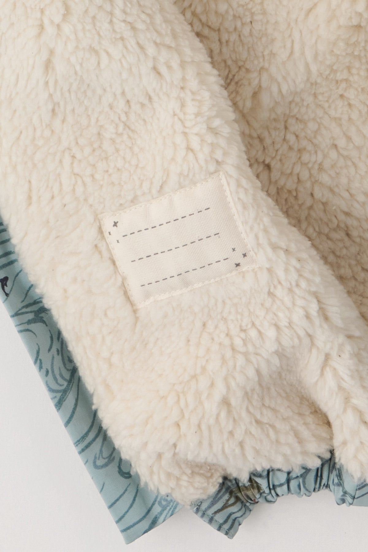 Sherpa Lined Storm Jacket - High Seas - Blue- Up Close - Sherpa - Name Tag