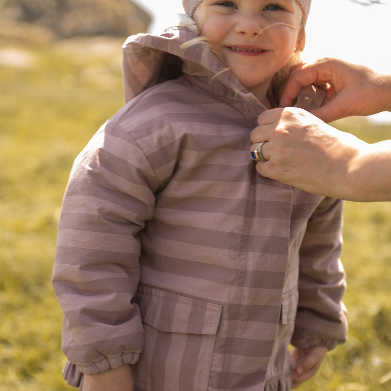 Pehr-Sherpa Lined Storm Jacket with Ruffle-Thistle Stripe-3