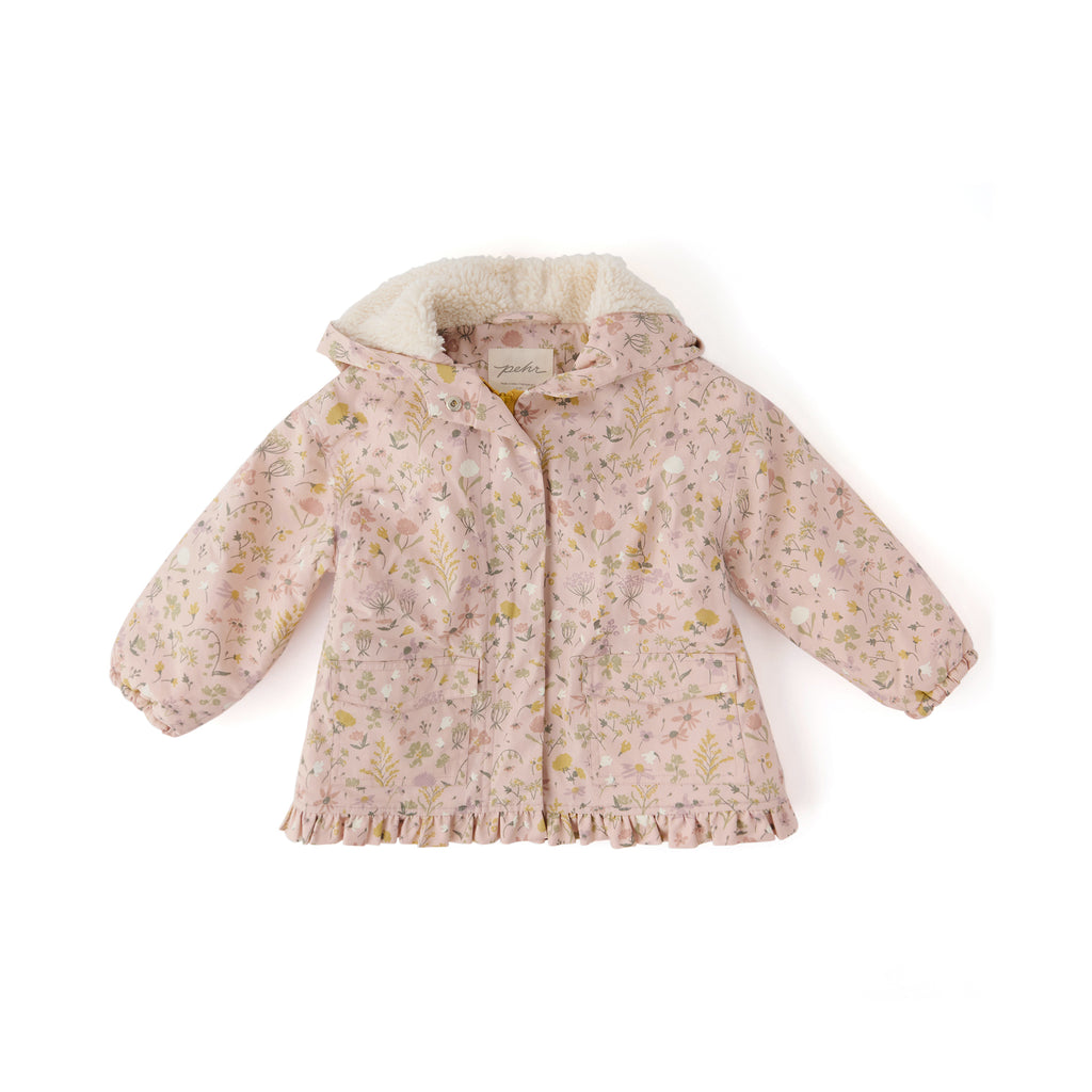 Sherpa Lined Storm Jacket with Ruffles - Wildflower- Front
