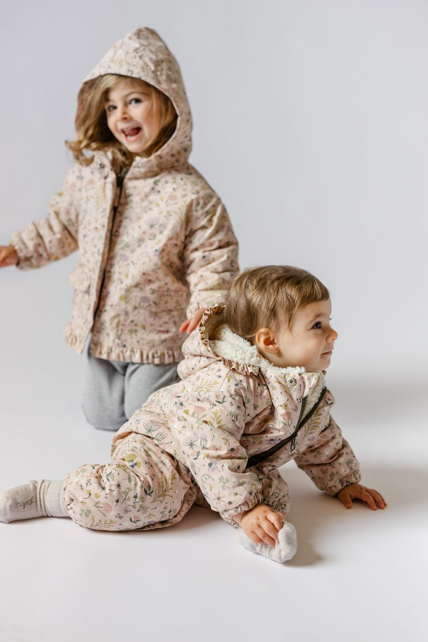 Sherpa Lined Storm Jacket with Ruffles - Wildflower- Toddler- Baby - Wildflower Storm Baby Suit