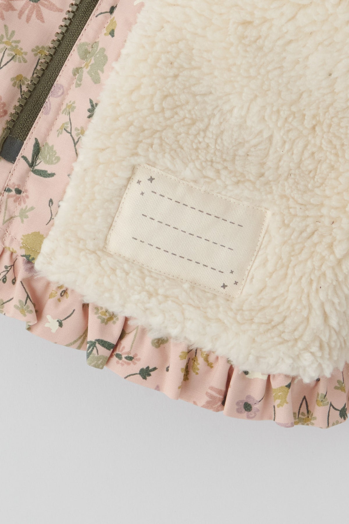 Sherpa Lined Storm Jacket with Ruffles - Wildflower- Sherpa - Name Label- Inside