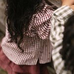 Printed Gingham Ruffle Top - Mulberry Clover- On Model - Back
