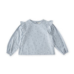 Printed Gingham Ruffle Top - Harbor Clover- Front