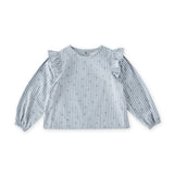 Printed Gingham Ruffle Top - Harbor Clover- Front