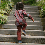 Gingham Button-up Shirt - Mulberry/Harbor- On Model