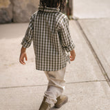 Gingham Button-up Shirt - Sage/Pine- On Model- Back