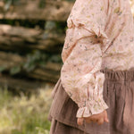 Woven Flutter Top - Wildflower- On Model- Side - Sleeve Detail- Ruffle