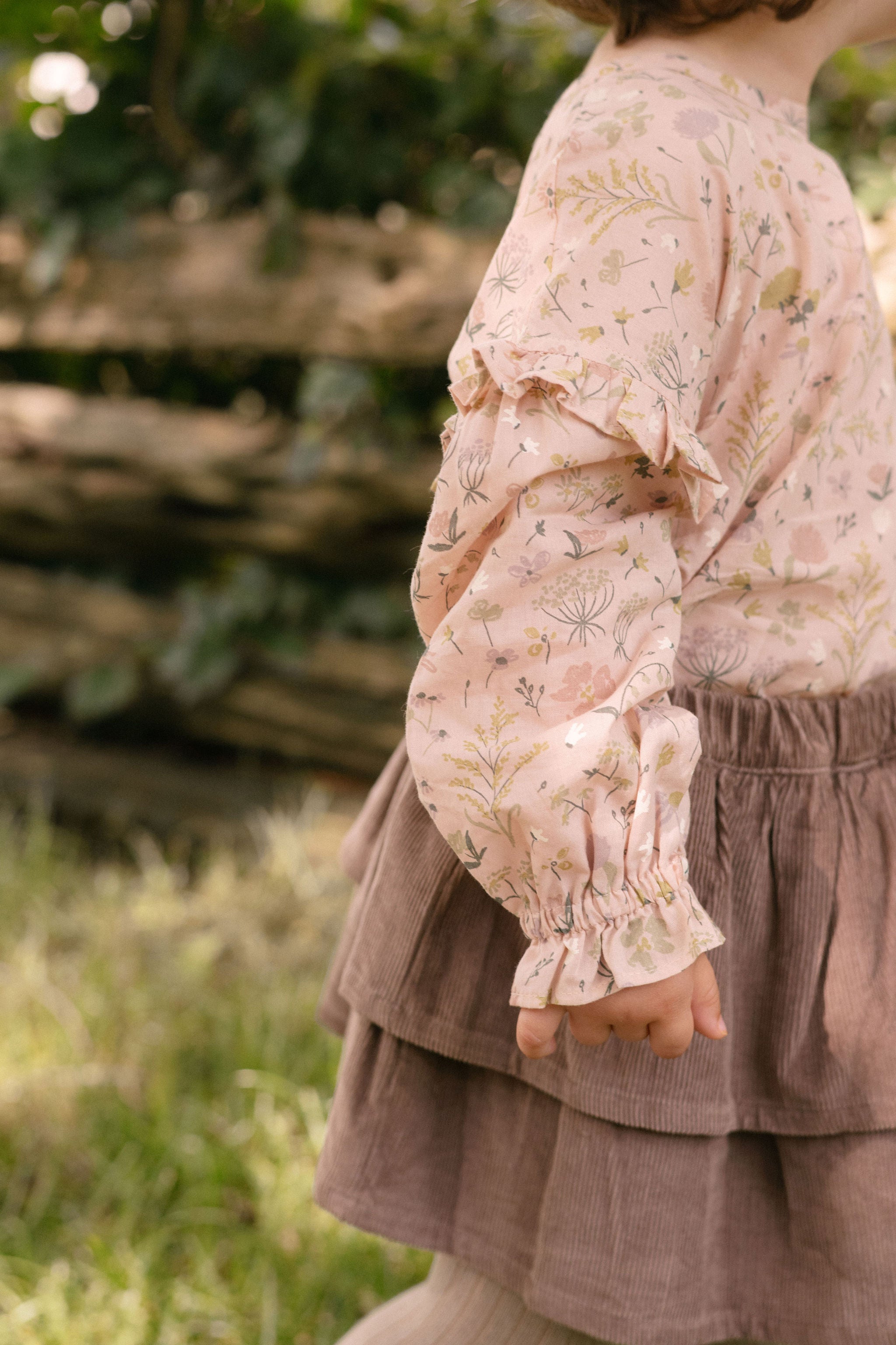 Woven Flutter Top - Wildflower- On Model- Side - Sleeve Detail- Ruffle
