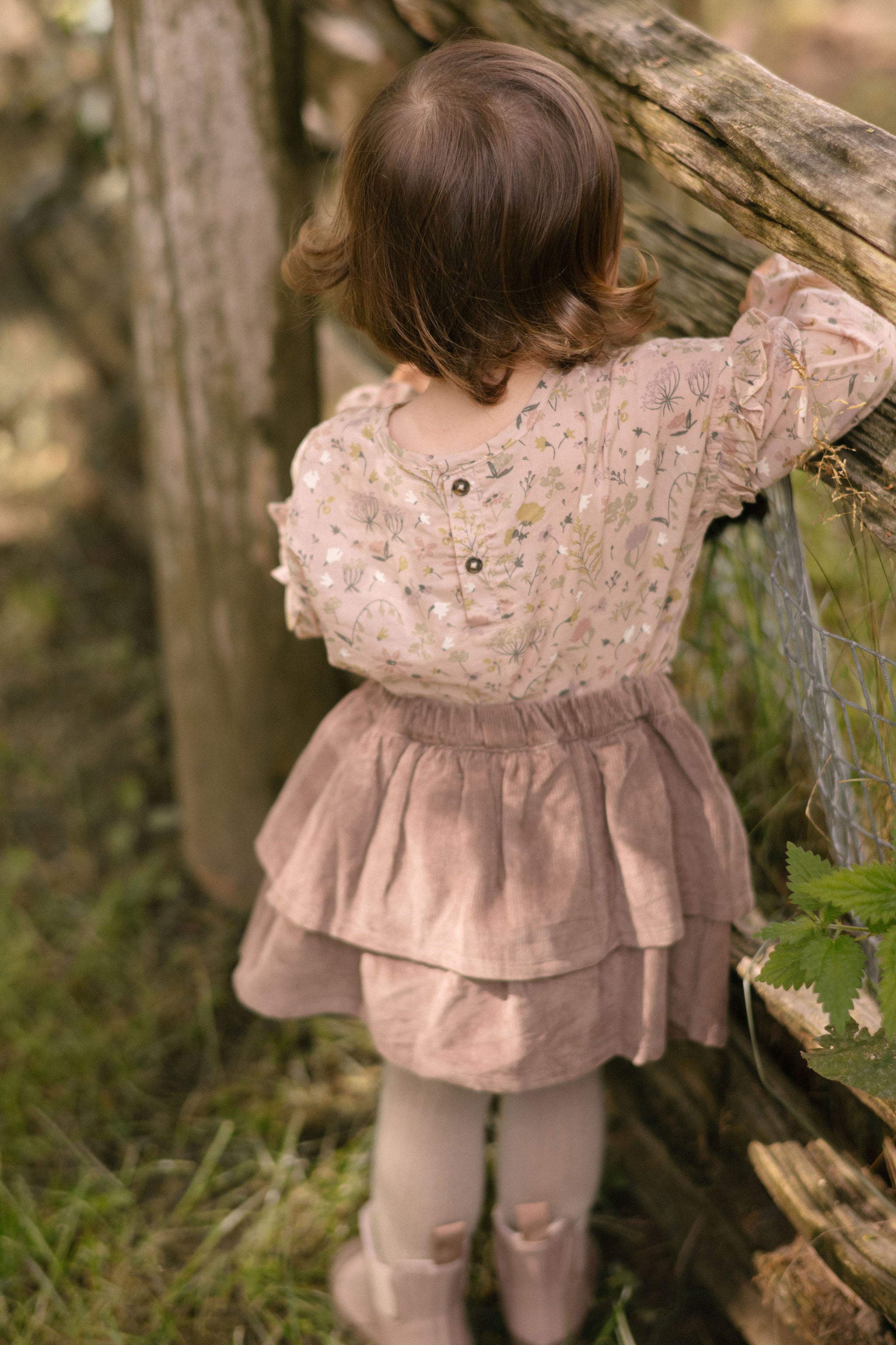 Woven Flutter Top - Wildflower- On Model- Back- Buttons