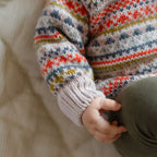 Pullover Sweater - Alpine Fair Isle- Toddler- Colorful Knit- Up Close Ribbed Sleeve Cuffs