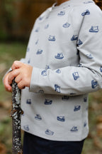 Essentials Raglan Long Sleeve Top - Tugboat- Toddler- Up Close Print- Sail boats