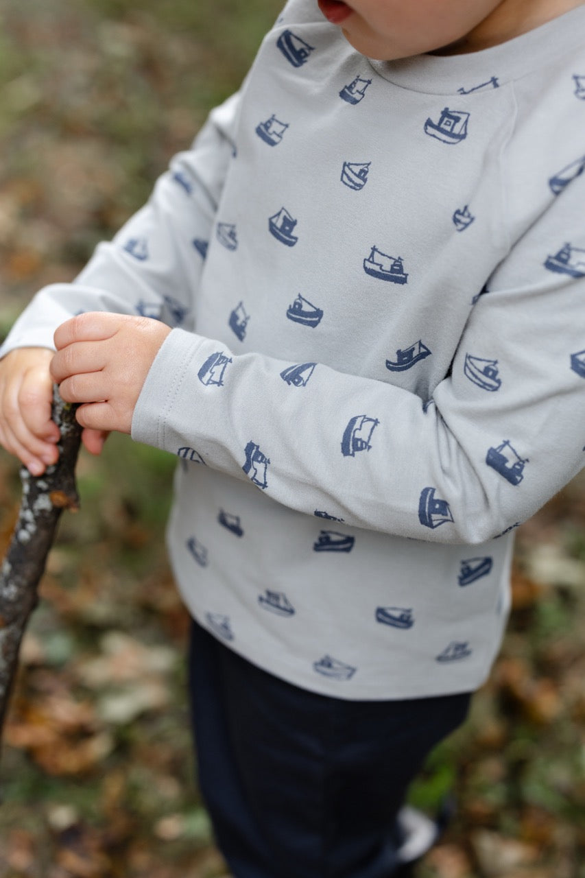 Essentials Raglan Long Sleeve Top - Tugboat- Toddler- Up Close Print- Sail boats