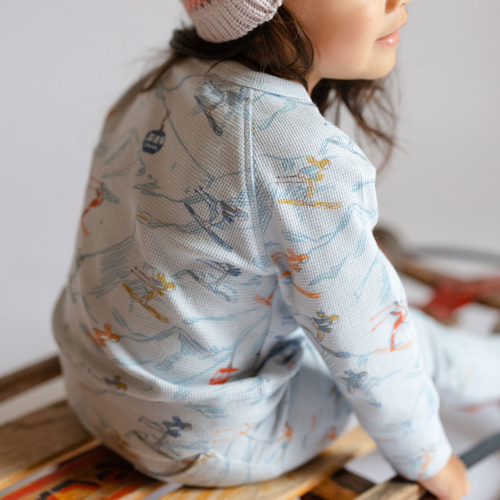 Petit Ski Long Sleeve Raglan Top - On The Slopes-Back of Toddler- Blue