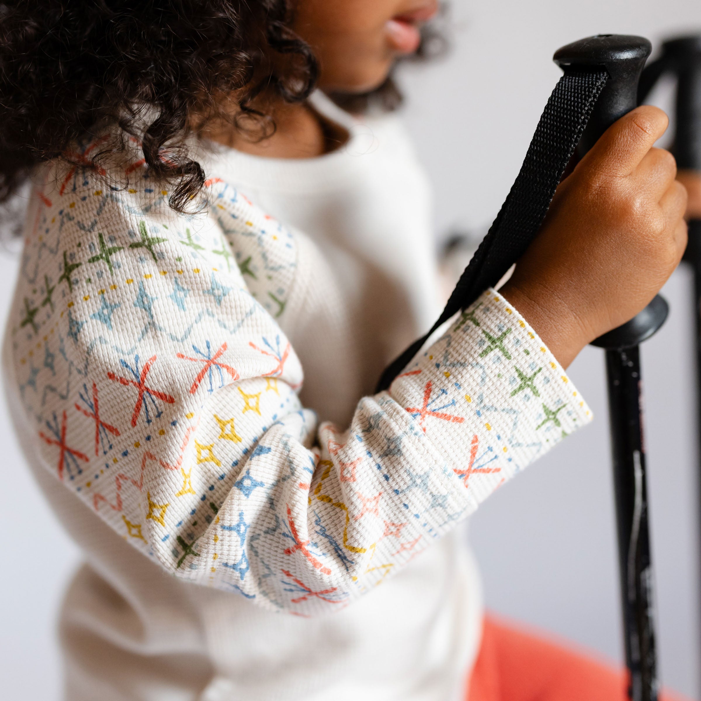 Petit Ski Long Sleeve Raglan Top - Snow Patrol- On Toddler- Up Close Colorful Sleeves
