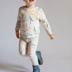 Petit Ski Long Sleeve Raglan Top - Apres- Matching Set on Toddler- Colorful Ski Print