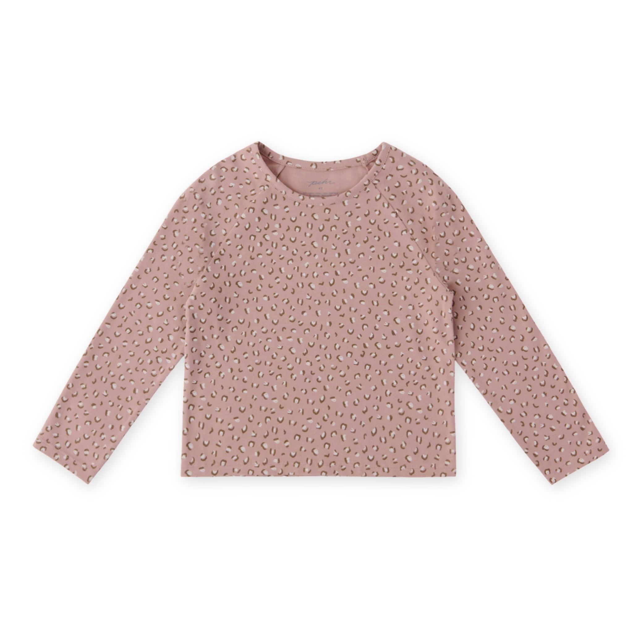 Essentials Raglan Long Sleeve Top - Spotted Pink- Front