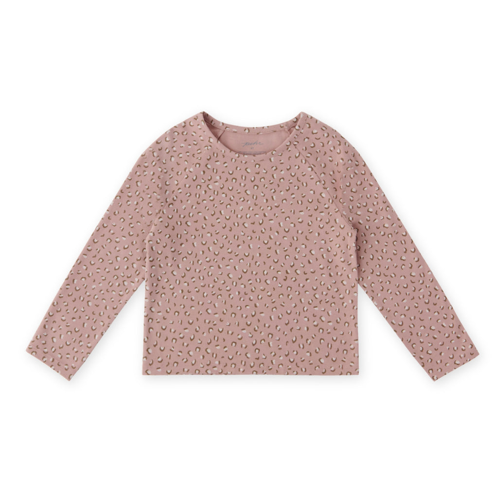 Essentials Raglan Long Sleeve Top - Spotted Pink- Front