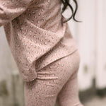 Essentials Raglan Long Sleeve Top - Spotted Pink- On Model- Up Close- Side