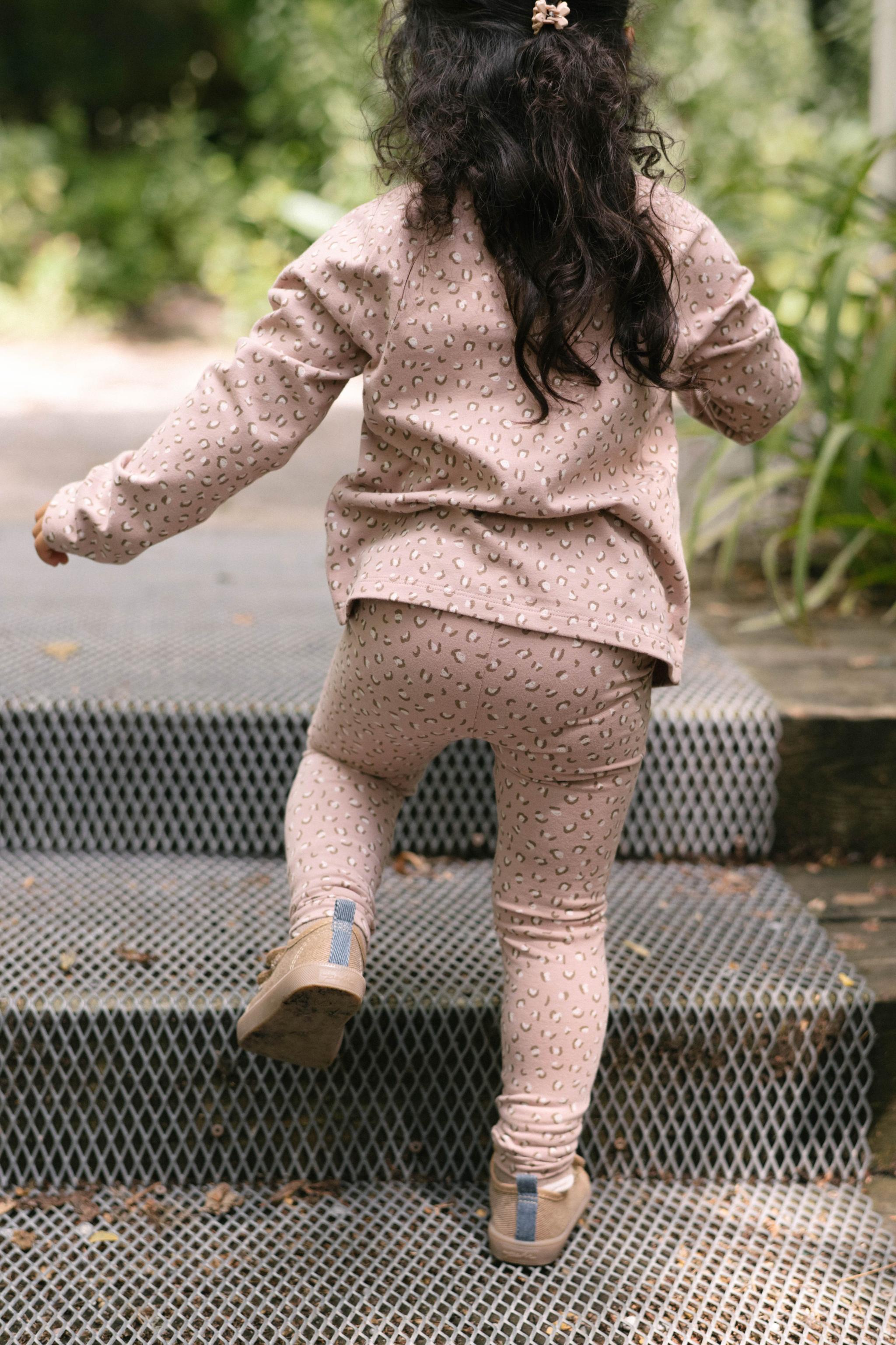 Essentials Raglan Long Sleeve Top - Spotted Pink- On Model- Back