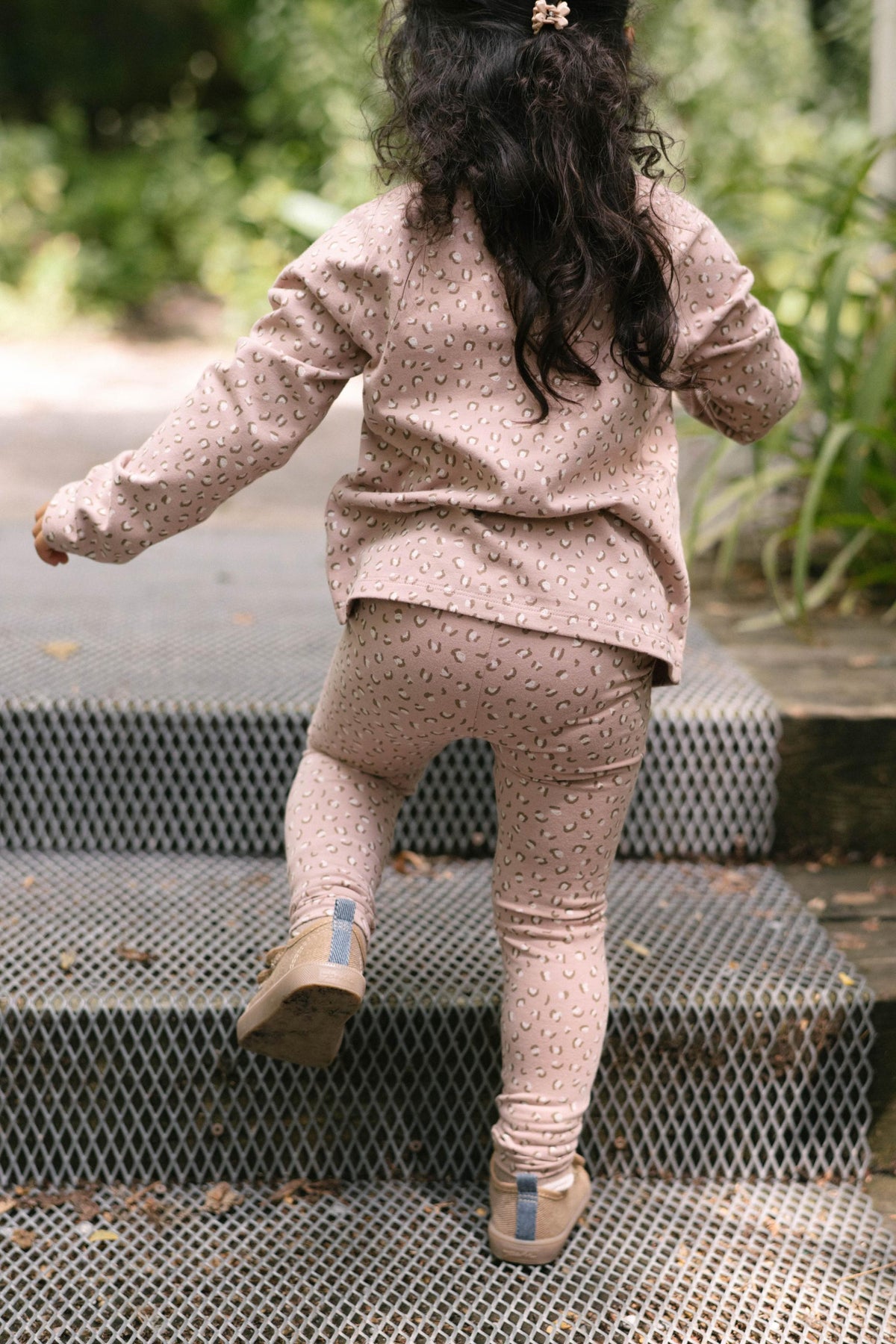 Essentials Raglan Long Sleeve Top - Spotted Pink- On Model- Back
