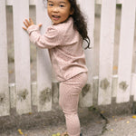Essentials Raglan Long Sleeve Top - Spotted Pink- On Mode- Side