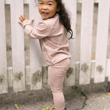 Essentials Raglan Long Sleeve Top - Spotted Pink- On Mode- Side