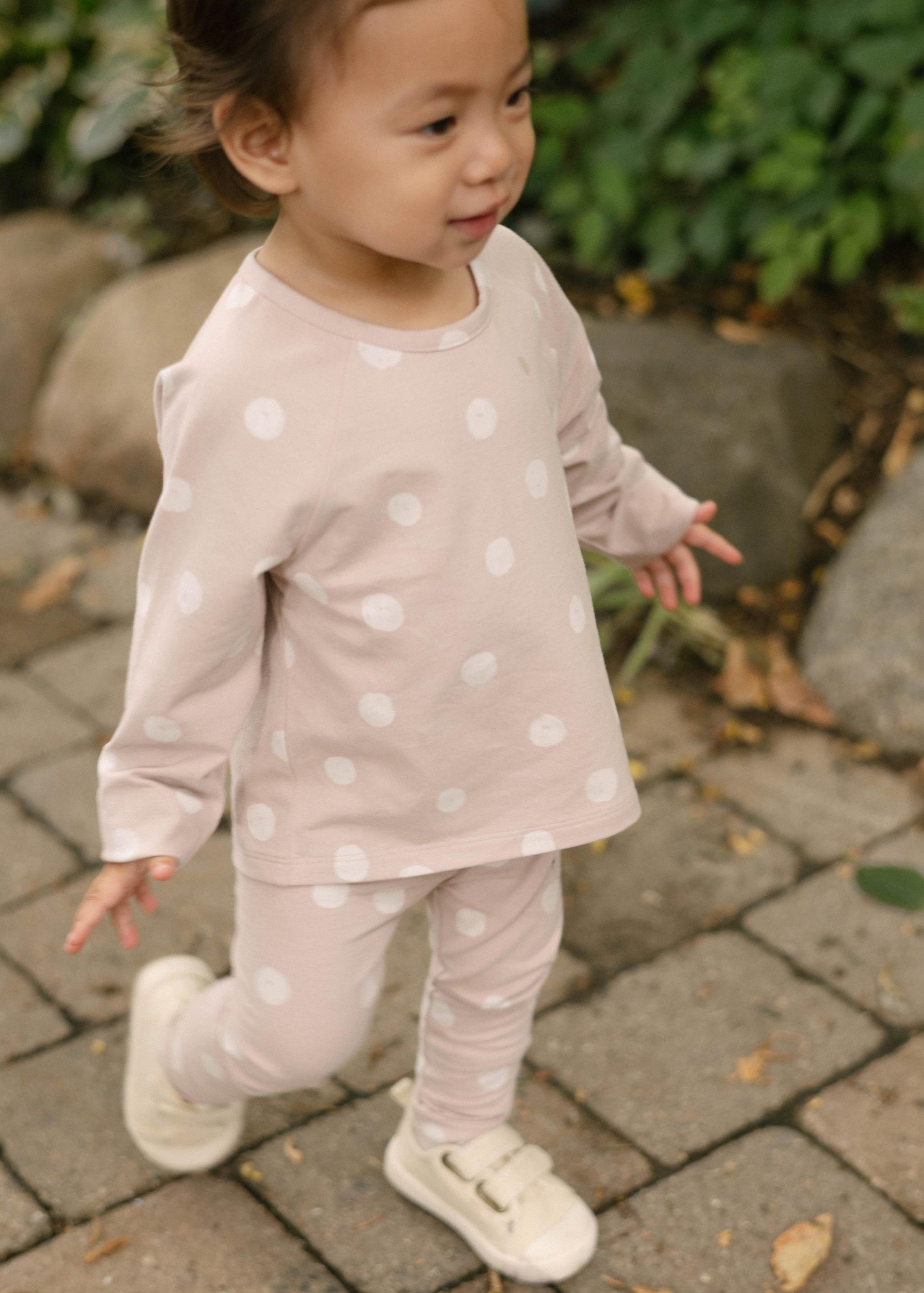 Essentials Raglan Long Sleeve Top - Pretty In Polka- On Model