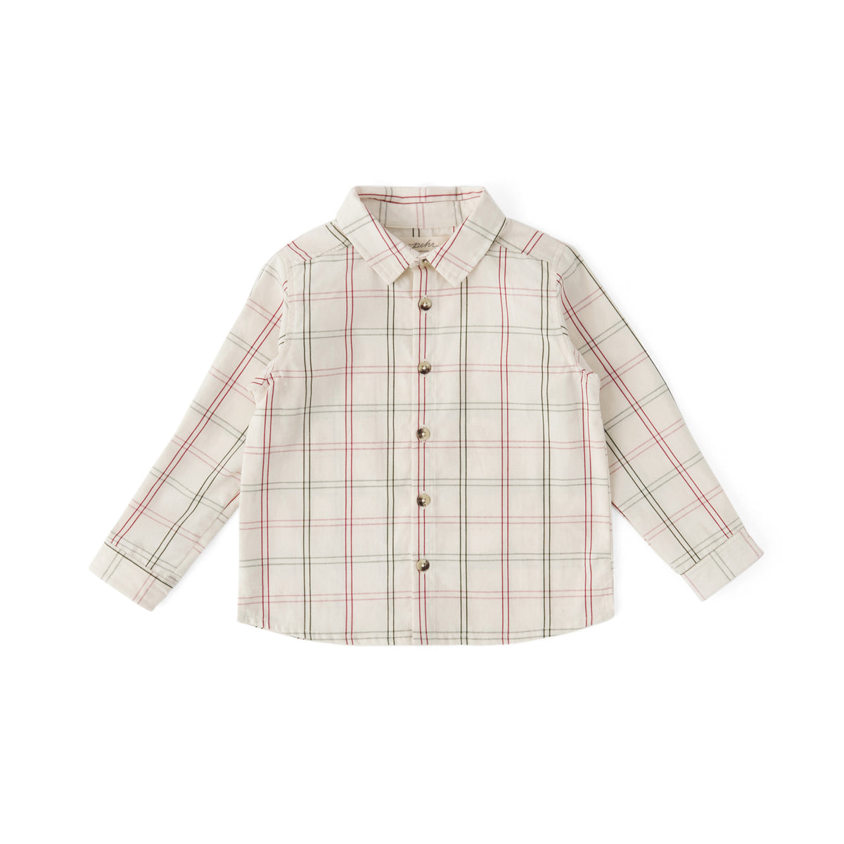 Holiday Check Button-Up Shirt - Noel- Front