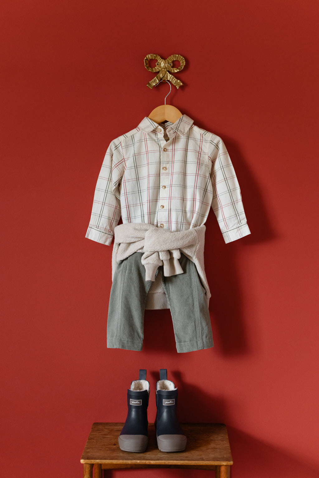 Holiday Check Button-Up Shirt - Noel- Holiday Stylized Outfit