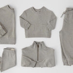 French Terry Matching Toddler Set - Heather Grey- Flat Lay