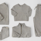 French Terry Matching Toddler Set - Heather Grey- Flat Lay