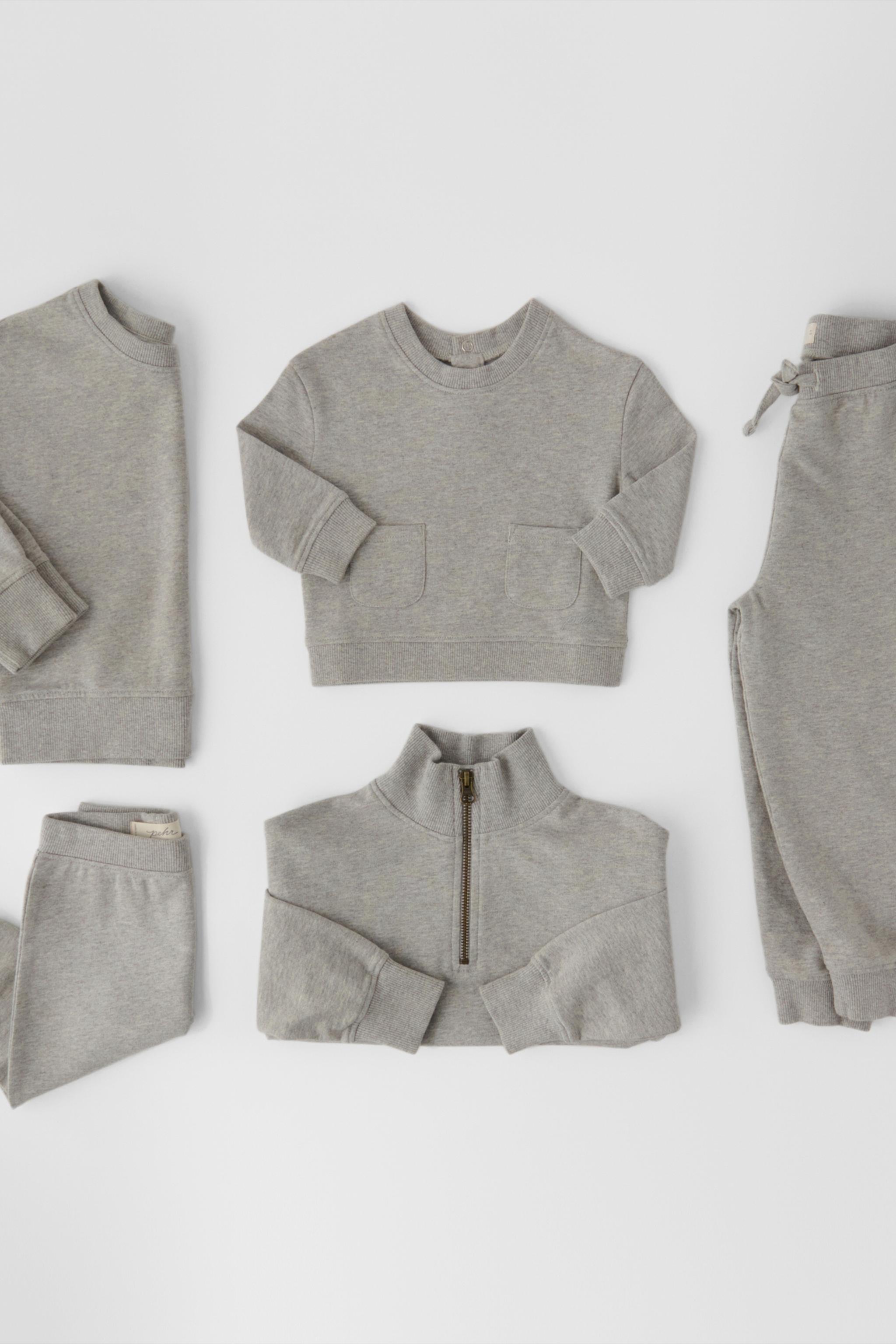 French Terry Matching Toddler Set - Heather Grey- Flat Lay