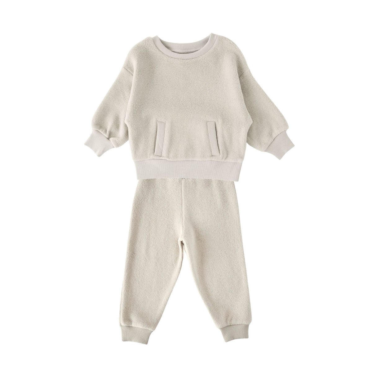 kids teddy fleece set stone in neutrals pattern