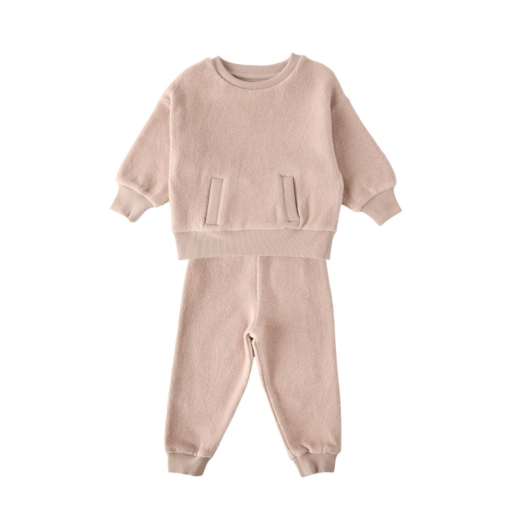 kids teddy fleece set rose pink in pinks pattern