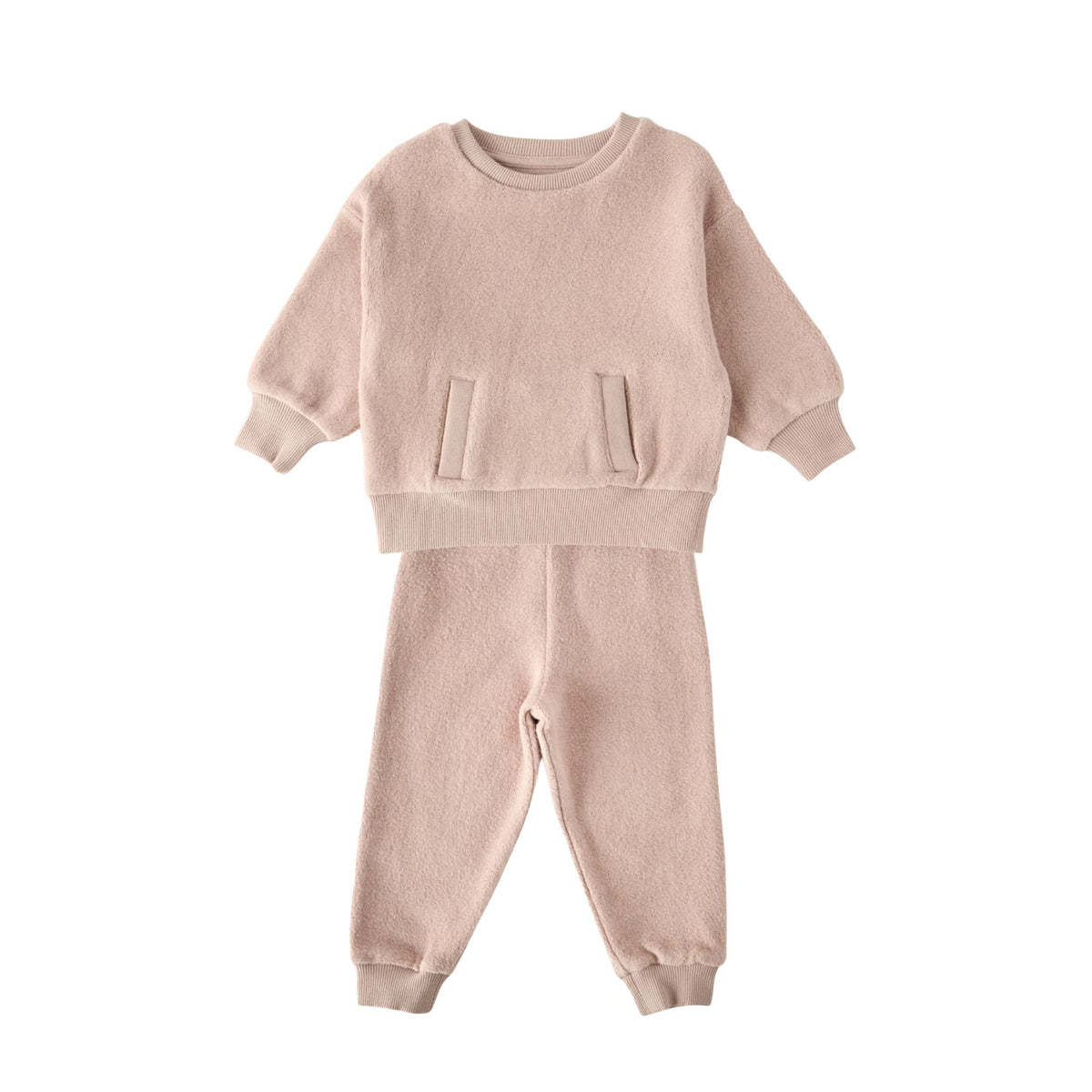 kids teddy fleece set rose pink in pinks pattern