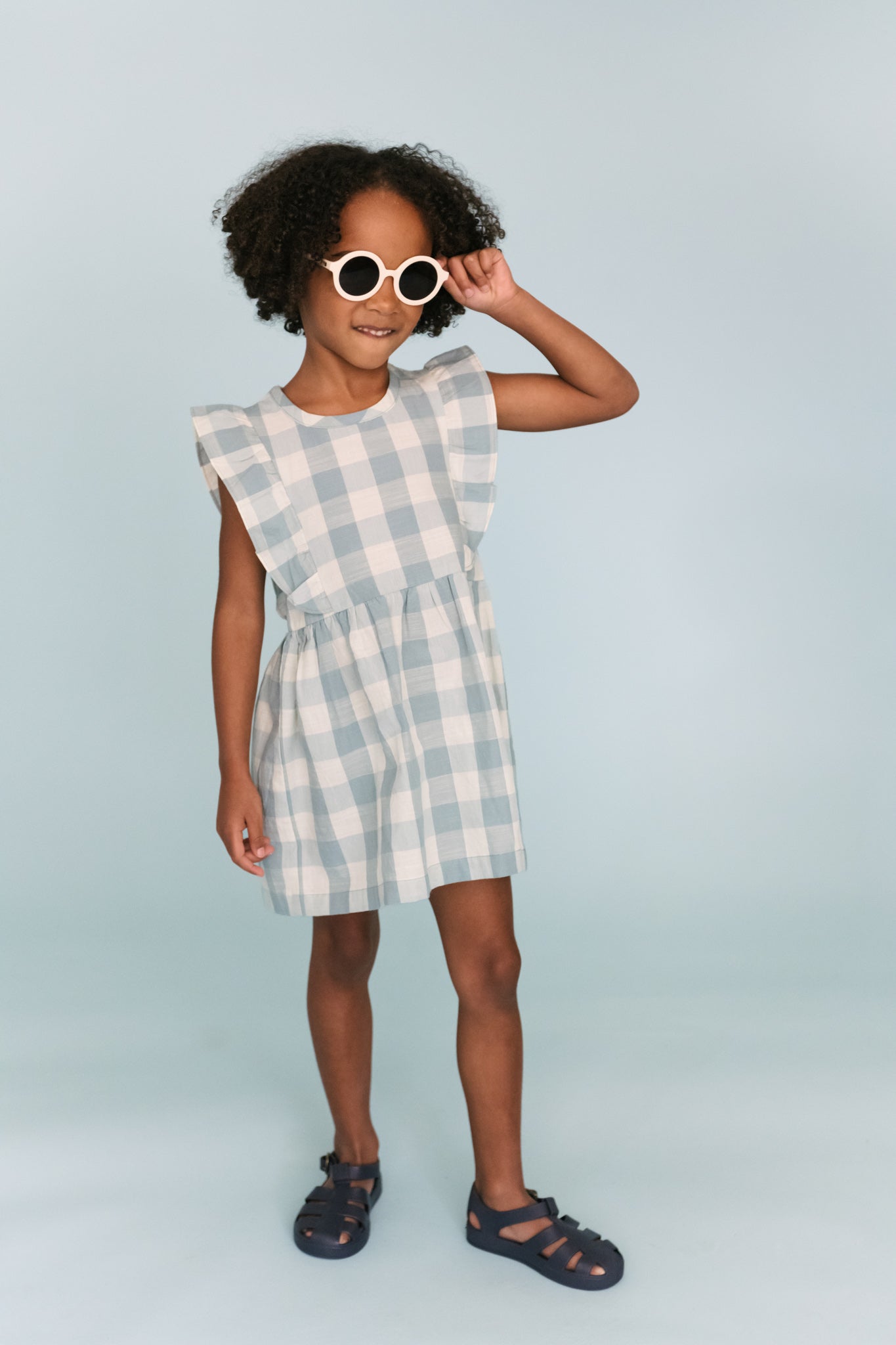 Checkmate Flutter Dress - Pond
