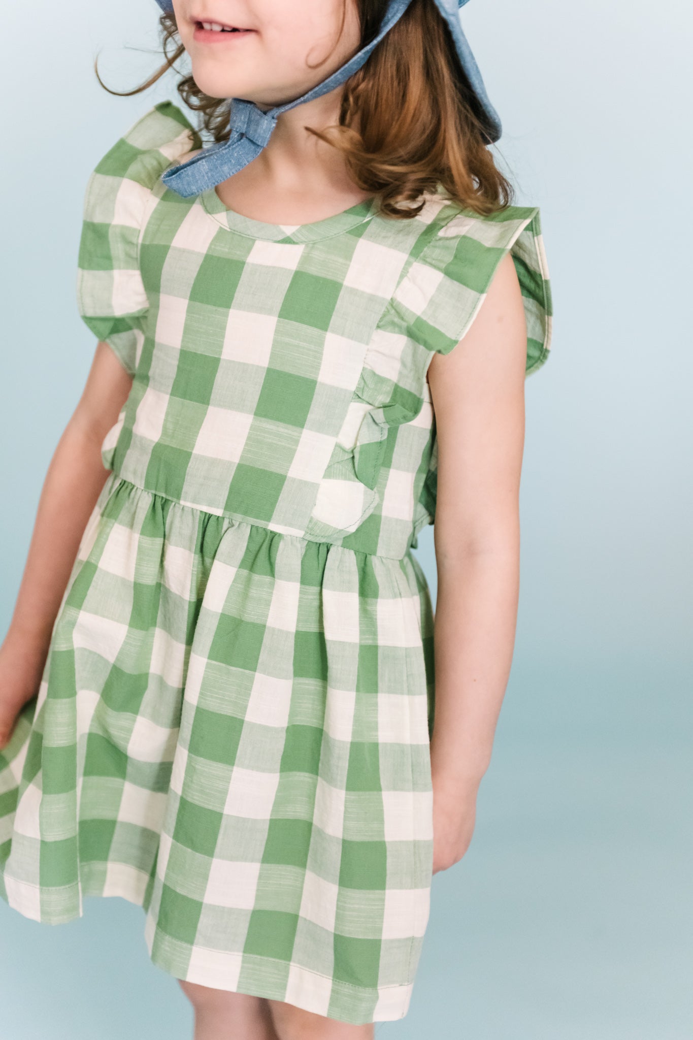 Pehr-Checkmate Flutter Dress-Checkmate Grass-2