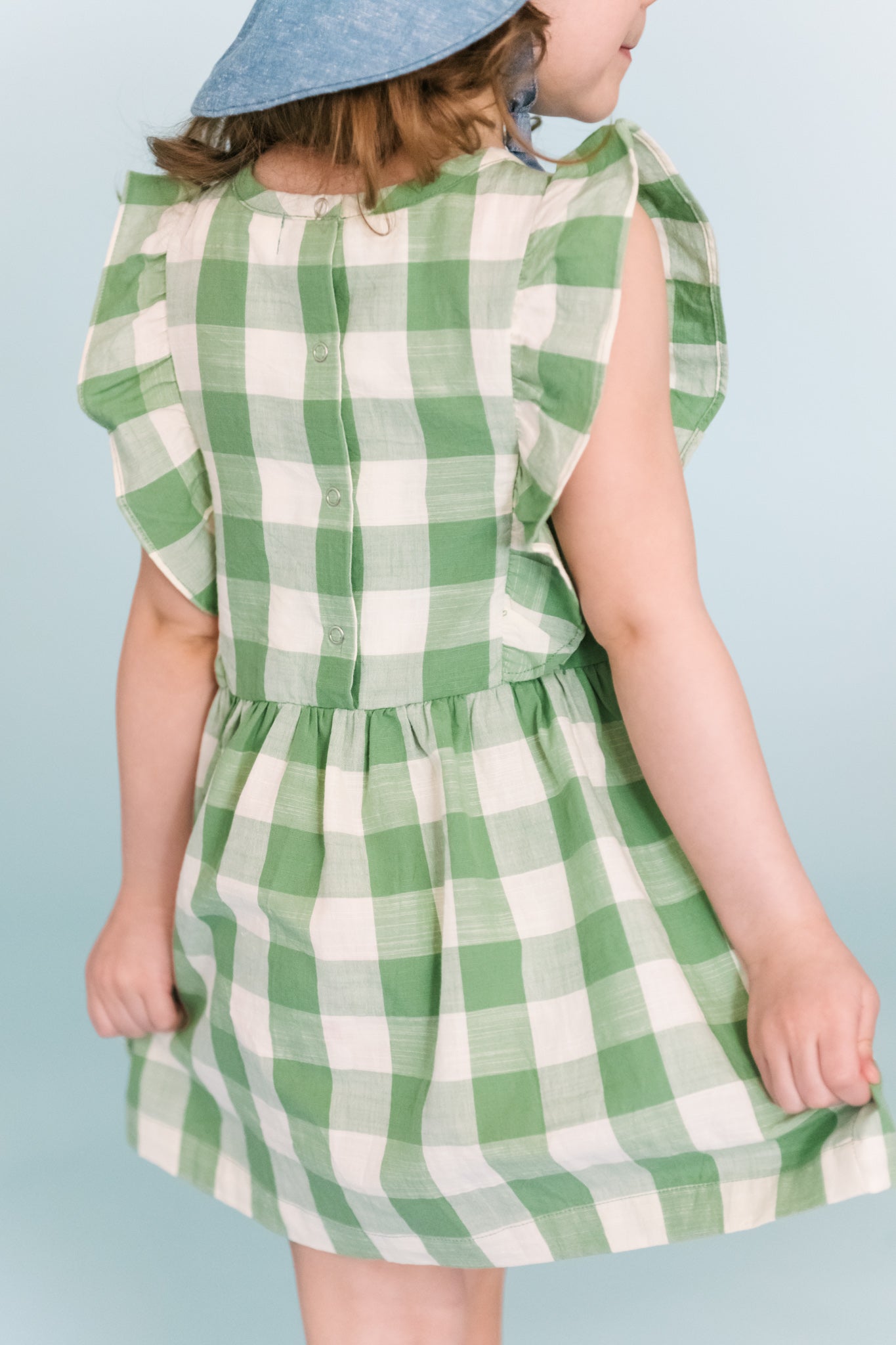 Pehr-Checkmate Flutter Dress-Checkmate Grass-7