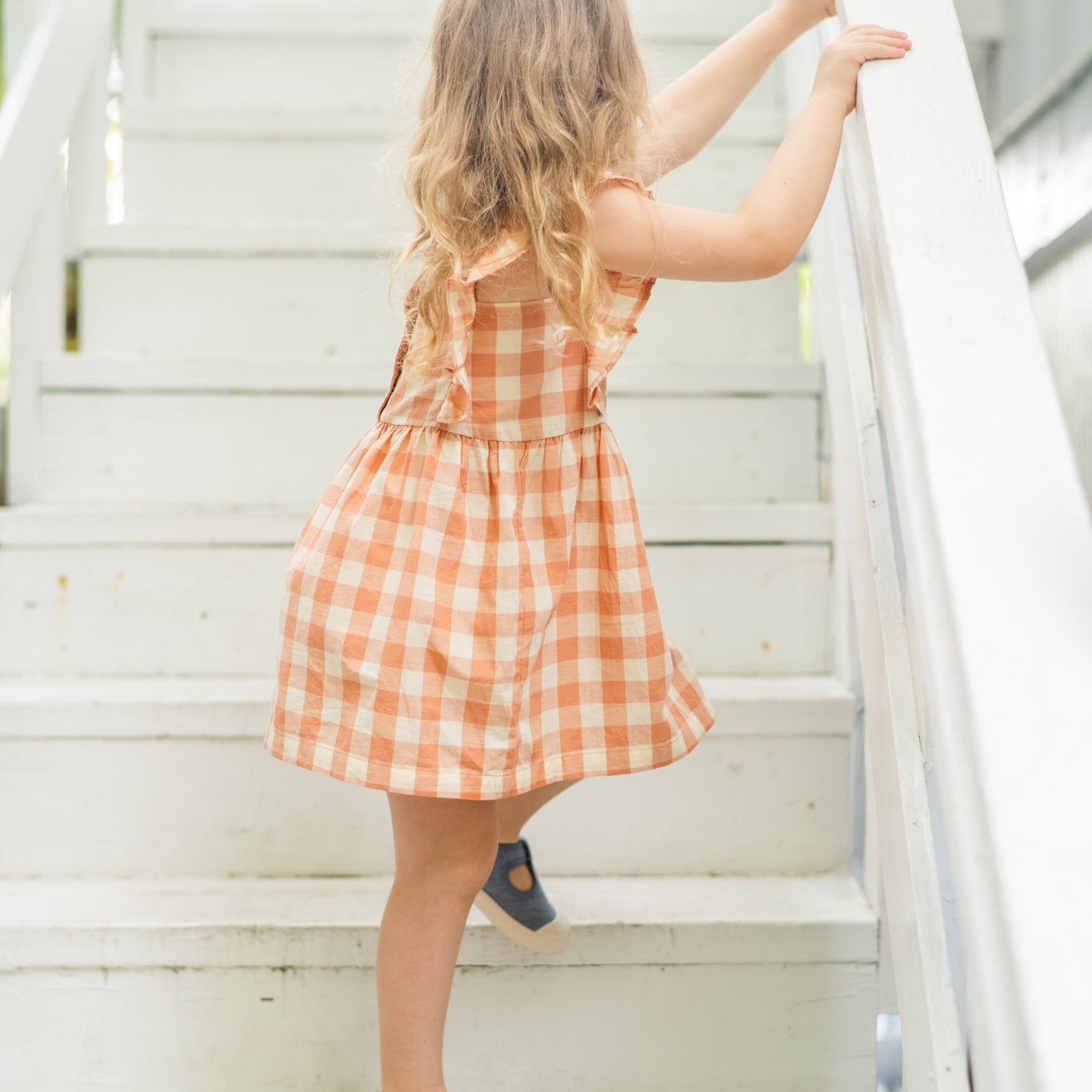 kids checkmate flutter dress melon