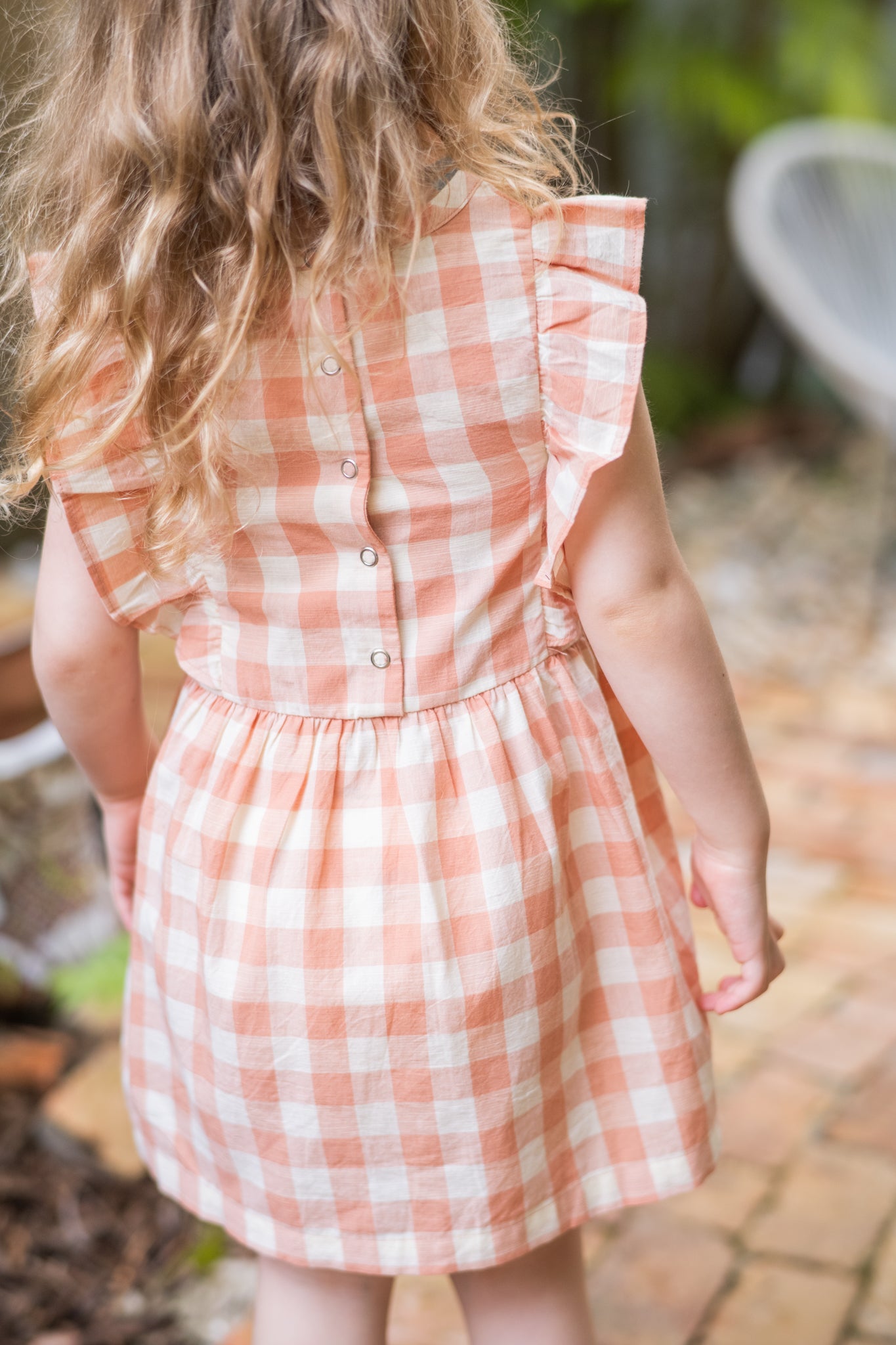 Checkmate Flutter Dress - Melon