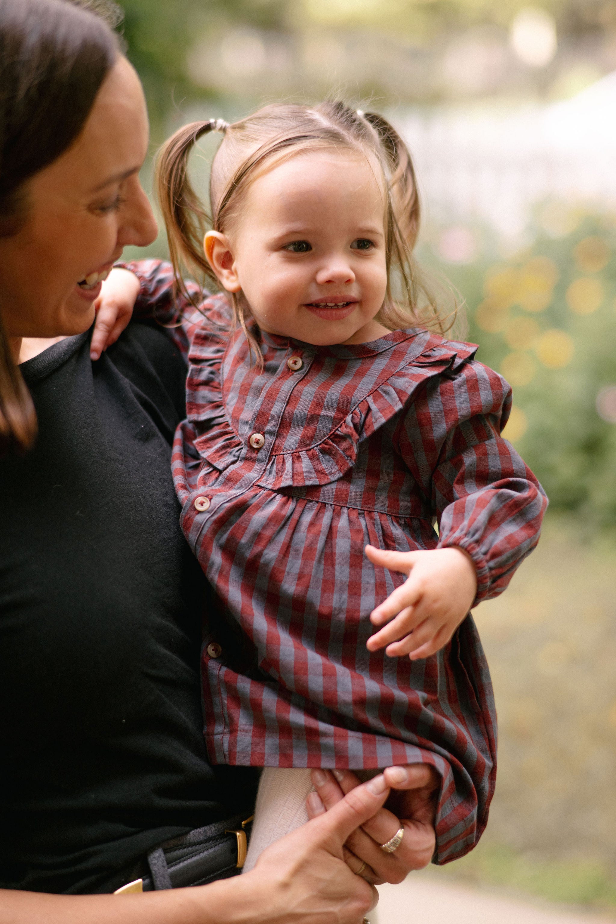 Gingham Dress - Mulberry/Harbor- On Model- Front