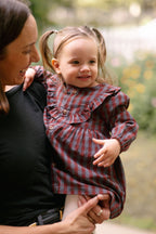 Gingham Dress - Mulberry/Harbor- On Model- Front