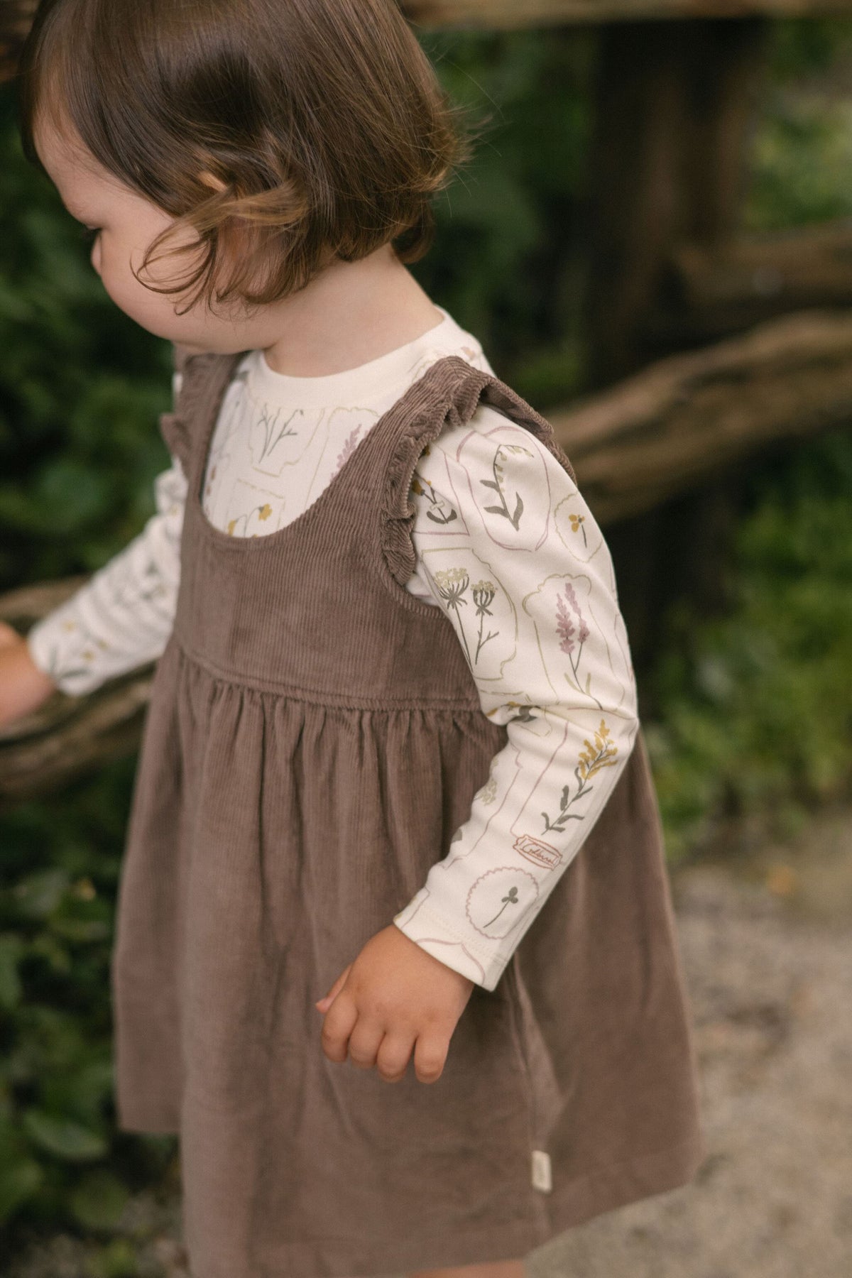 Corduroy Pinafore Dress - Portobello- On Model