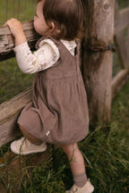 Corduroy Pinafore Dress - Portobello- On Model- Back