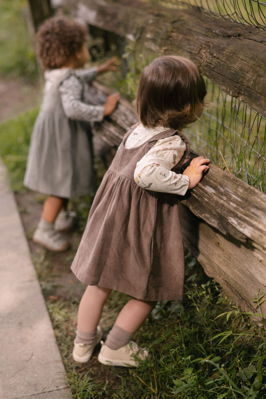 Corduroy Pinafore Dress - Portobello- On Model- Side