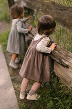Corduroy Pinafore Dress - Portobello- On Model- Side