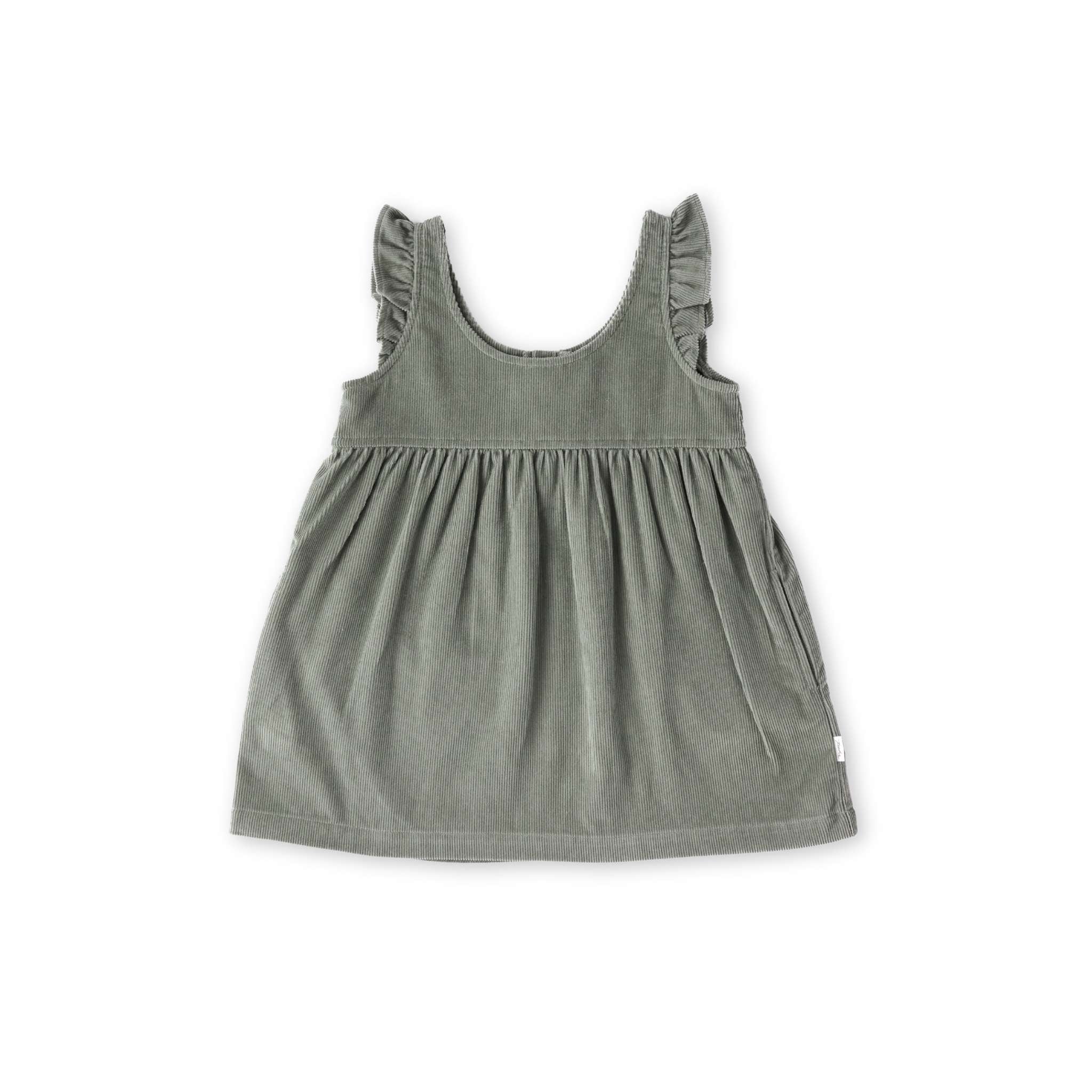Corduroy Pinafore Dress - Sage