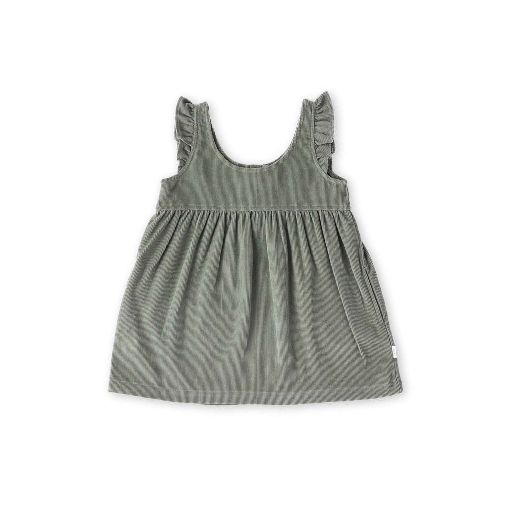 kids corduroy pinafore dress sage in greens pattern