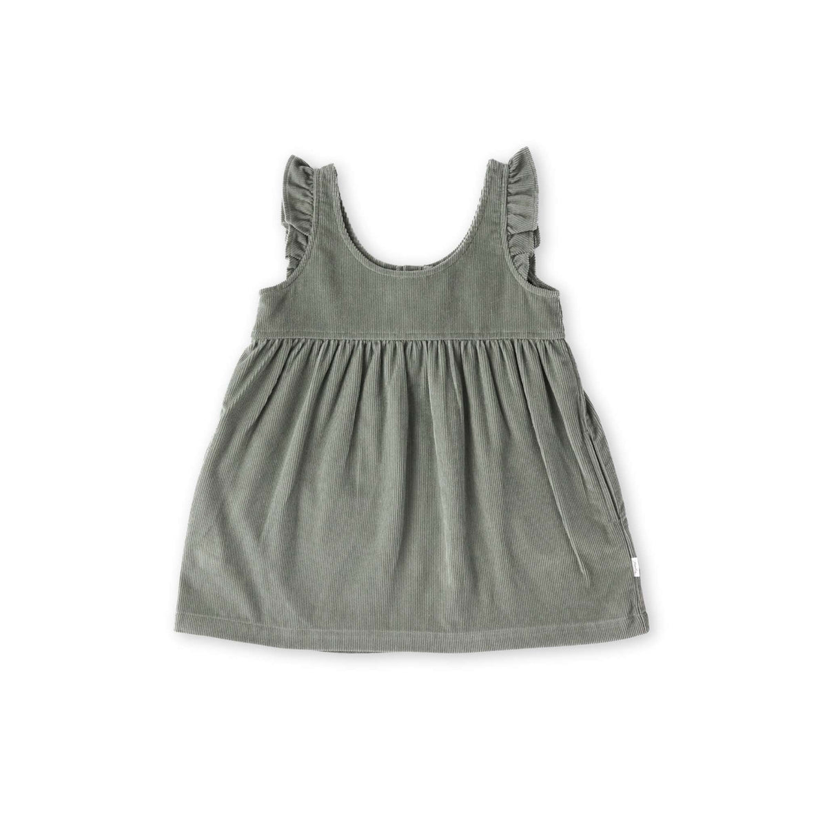 kids corduroy pinafore dress sage in greens pattern
